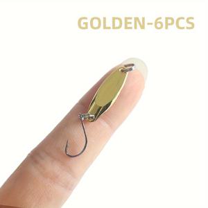 TEMU 6개 낚시 미끼, 작은 반짝이는 스푼 포함, 0.035Oz 메탈 플레이트, 장거리 캐스팅용, 배스 및 기타 종류의 민물 낚시에 적합