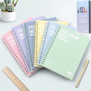 TEMU 8개입 A5 하드커버 스파이럴 노트 (6색 젤 펜 포함), 책당 120페이지 (총 240페이지), 대학생용 줄자, 부드러운 필기감, 뚫린 페이지, 동기 부여 커버, 다이어리 사무실 학교 선물 (색상 랜덤)