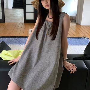 TEMU 사이드 버튼 조끼 원피스 | 스트랩리스, 단색, 캐주얼 스타일, 성인용으로 완벽, 봄/여름/가을에 적합