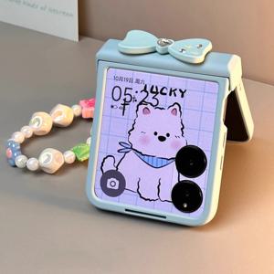 TEMU Phone Case: New INS Korean Cute Blue Bowknot Chain Phone Case for for Samsung Flip 7/6/5/4/3 for Motorola Razr 60 50 70 Ultra Fa