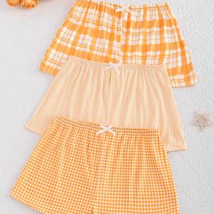 TEMU 여성용 파자마 바지, 봄 가을용 활용도 높고 편안한 옐로우 체크무늬 프린트 라운지 팬츠, 여름 캐주얼 반바지, 봄 가을 수면 바지용 부드러운 반바지, 신축성 있는 허리 루즈핏 여름 실내복, 베이직 스타일 홈웨어
