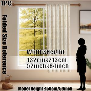 TEMU COSENNATUR 베이지 폼폼 시어 커튼 1개, 크림색 물방울 무늬 튜프드 보일 거실 커튼, 스타일 부드러운 빛 필터링 드레이프, 로드 포켓 간편 걸이, 세탁 가능한 창문 장식