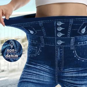 TEMU [프린트 레깅스 - 데님 원단 아님] Zd012322 여성용 레깅스, 데님 스타일 프린트 타이츠