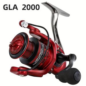 TEMU BILLINGS GLA 1000-7000 시리즈 메탈 스피닝 낚시 릴, 5.2:1 기어비, 26LB 최대 드래그, 블랙 & 레드 디자인, 부드럽고 안정적인 라인 릴리스를 위한 메탈 스풀, 높은 강성을 위한 메탈 로커, 바다 & 민물 낚시에 적합