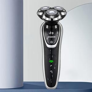 TEMU 4D 플로팅 로터리 전기 면도기, 남성용 건식 및 습식 겸용 특수 면도기, 남성용 전기 면도기, 휴대 용이, USB 충전, 무료 클리닝 브러쉬, 아버지, 아빠, 남자친구를 위한 선물!