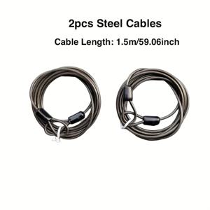 TEMU 2개 세트 1.5m 고강도 방범 스틸 보안 케이블, 49가닥 브레이디드 PVC 코팅, 절단 방지 잠금 케이블, 노트북, 자전거, , 야외 여행용품 보호용