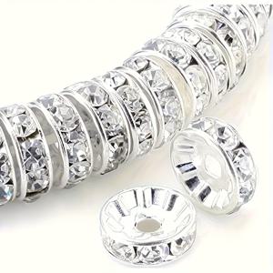 TEMU 고품질의 새로운 원형 라인스톤 스페이서 비즈 200개/130개/80개/55개입, 10mm/8mm 사이즈로 제공, 주얼리, 팔찌, 목걸이, 귀걸이, 키체인, 폰 체인, 펜 비즈 등에 적합
