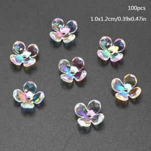 TEMU 100개 AB 컬러 투명 수국 아크릴 구슬, DIY 주얼리 제작용, 팔찌, 목걸이, 휴대폰 고리, 공예 액세서리용