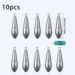 TEMU HUPAN FISHING 10개 롱 캐스팅 싱커 (링 포함), 소프트 루어 커넥터 웨이트 (서프 로드 캐스팅 및 바닥 낚시에 적합), 엉킴 방지 내구성 납 무게, 아웃도어 낚시 애호가를 위한 완벽한 태클 추가