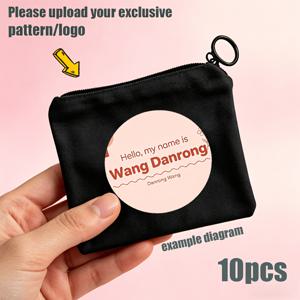 TEMU 그녀/남자를 위한 선물 10개 맞춤 패턴 코인 지갑, 11.5 X 11cm 개인 맞춤 로고/패턴 패브릭 세면도구 가방 소품 정리함, 블랙/화이트 지퍼 잠금 손목 밴드 주얼리 파우치, 결혼식, 기업 행사에 적합