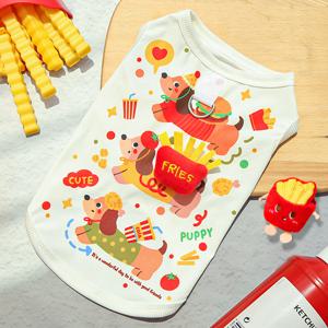 TEMU 애견 및 고양이용 오리지널 아이스 실키 섬유 원단 여름 경량 통기성 쿨링 옷, 귀여운 카드