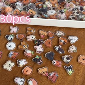 TEMU 2D 플랫 - 30개 귀여운 강아지 아크릴 패치 수제, 쉐이커 사진 프레임 추가 장식 주얼리 세트 - 2D 양면, 귀여운 귀걸이, 팔찌에 적합한 고품질 아크릴