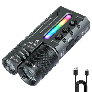 TEMU EDC 충전식 RGB 손전등, 6가지 모드 다기능 평면 손전등, 투광등, 및 자석 받침대 포함, 캠핑, 가정, 비상용 USB C 손전등|후레쉬