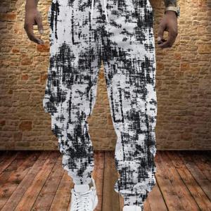 TEMU 남성 스트리트 스타일 홀치기 염색 조거 팬츠, 힙합 패션 드로스트링 허리 캐주얼 스웨트팬츠, 편안한 커프스 트라우저 데일리 웨어 조깅, 레트로 추상 프린트 아슬리저 팬츠