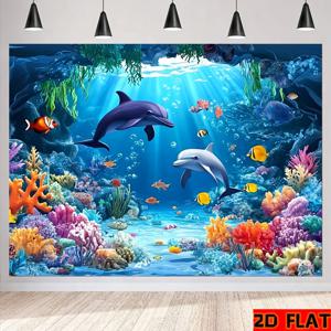 TEMU 2D 평면, 2D 평면 배너, 1개, 배경 천 39x59인치, 51x59인치, 70.8x90.5인치, 오션 월드 풍경 패브릭, 전원 공급 불필요, 생일 파티 및 크리스마스 장식용으로 완벽, 2D 평면