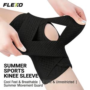 TEMU 1개 FLEXO 여름 스포츠 무릎 보호대: 타겟된 압박을 위한 듀얼-V 스트랩, 벌집 모양 통기성 탄성 원단, 축구, 런닝, 농구, 요가 및 기타 스포츠에 적합