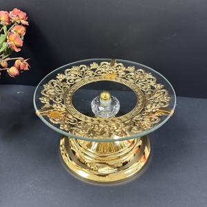 TEMU 2가지 색상 선택 가능, 라이트 럭셔리 레트로 우아한 할로우 조각 유리 트레이, 스플라이싱 베이스와 매치, 우아하고 화려한 골드, 낮고 고급스러운 실버, 홈 , 호텔 연회 장식 (식품 비접촉)