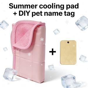 TEMU 여름용 아이스 패드 쿨링 매트 강아지 침대 고양이 매트 쿨링 수면 매트 통기성 시원한 느낌 DIY 반려동물 이름표 포함