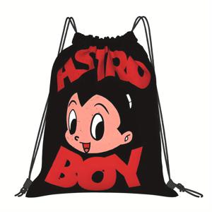 TEMU 2D 평면 로봇 애니메이션 드로스트링 쇼핑백, 식료품 및 일상용 - 애니메이션 로봇 프린트 나일론 옥스포드 원단, 다색 토트백, 이우산 애니메이션 팬을 위한 선물