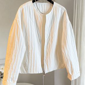 TEMU 2026년 신상 여성 캐주얼 재킷 세로 코트 봄/가을용 경량 칼라리스 재킷 마야르 스타일 세로 퀼팅 디자인, 데일리 출퇴근에 적합한 여성 캐주얼 재킷 코트