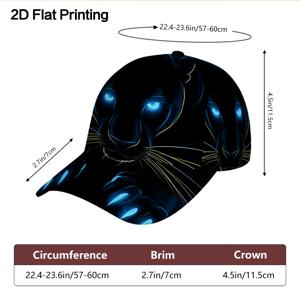TEMU 2D 플랫 야광 팬더 눈 프린트 오리집게 모자 1개, 패셔너블하고 가벼움, 사이즈 조절 가능한 디자인, 여행, 스포츠, 스트리트웨어, 일상용으로 완벽, 필수 여행 액세서리, 훌륭한 선물 아이디어, 2D 플랫