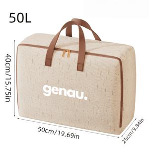 TEMU 1개 Genauprinted 특대형 베이지 색상 보관 가방, 손잡이 및 지퍼 포함 다기능 보관 가방, 퀼트 담요 의류 침구 보관에 적합, 여행 및 일상 외출 필수품, 침대 밑 수납