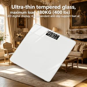 TEMU (JHFHSJKL) LCD 디지털 저울, 스마트 저울, 최대 용량 180KG, 지능형 유리 상판 커버, 가정 및 사무실 사용에 적합, 다양한 장치와 호환, 이상적인 선물