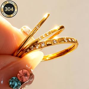 TEMU Znice 3pcs 세트 18K 금도금 프로포즈/약혼 약혼 반지, 간편하고 다재다능한 평생 내장 반지, 단독 착용 가능, 스태킹으로 , 파티, 기념일, 어버이날, 발렌타인데이, 크리스마스, 졸업 시즌 선물로 적합
