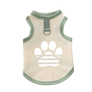 TEMU 여름 쿨 강아지 조끼 - 통기성 좋은 폴리에스터 메시, 귀여운 발자국 디자인, 소형견용 가벼운 애완동물 의류 (4가지 색상)