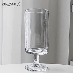TEMU KEMORELA 1개 우아한 하이풋 유리 컵, 수직 줄무늬 디자인 - 아이스 커피, 라떼, 주스 & 와인에 이상적 - 재사용 가능, 재활용 가능한 유리 소재 - 가정 또는 카페 사용, 커피 바 액세서리에 완벽