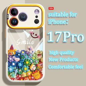 TEMU 휴대폰 케이스 - 새로운 스마일리 꽃 디자인, 아이폰 17 Pro Max/ 17 Pro/ 17/ 아이폰 16 Pro Max/ 16 Pro/ 16/ 아이폰 15 Pro Max/ 15 Pro/ 15/ 14 Pro Max/ 14 Pro/ 14/ 아이폰 13 Pro Max/13 Pro/13 호환, 크림색 케이스, 스타일리시 디자인
