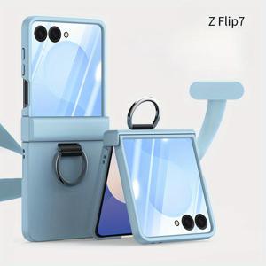 TEMU 폰 케이스: 무광 캔디 컬러 솔리드 컬러 + 링 폰 케이스, 갤럭시 Z Flip3, Z Flip4, Z Flip5, Z Flip6 호환, 풀 커버리지 방수 보호 케이스, 크리에이티브하고 미니멀한 디자인