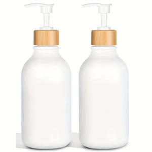 TEMU 화이트 샤워 젤 및 샴푸 디스펜싱 병 2개, 500ml 대용량, 펌프 헤드 디스펜싱 병, 리필 가능 샤워 젤 병, 액체 비누, 손세정기, 샤워 젤, 샴푸, 바디 로션에 적합, 스티커 또는 라벨은 포함되어 있지 않습니다.