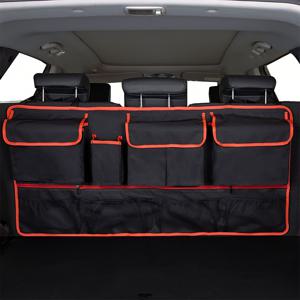 TEMU SUV/여행용 자동차 트렁크 정리용 행잉백 - 다중 수납공간이 있는 대용량 옥스포드 원단 수납함, 트렁크 및 시트백 정리를 위한 필수품