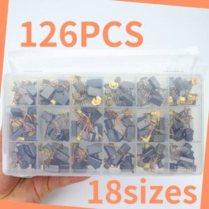 TEMU 126개 탄소 브러시 세트, 가정 장식 전동 공구용 18가지 크기의 탄소 브러시, 앵글 그라인더, 임팩트 드릴, 전동 드릴, 전동 망치 및 원형 톱에 적합한 유지 보수 및 교체 부품
