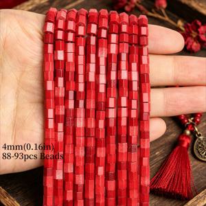 TEMU 4mm 천연석 레드 산화화석 육각형 독특한 루스 스페이서 비즈, 주얼리 제작용, 화려한 팔찌 목걸이 귀걸이 여성 선물용, 결혼식 파티 홈 데코에 적합