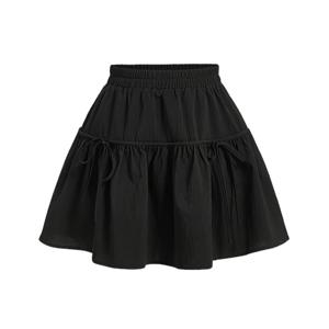 TEMU 여름 해변 , 러플 플리츠 플로우 A라인, 탄성 하이웨스트 드로스트링 미디 스커트