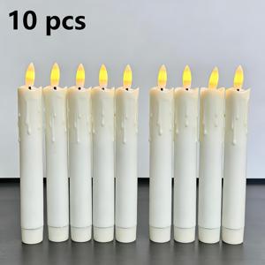TEMU 10개 LED 불꽃 없는 테이퍼 양초, 사실적인 3D 심지 깜박임 불꽃, 불꽃이 없는 안전한 플라스틱 촛대, 배터리 작동 (배터리 미포함), 로맨틱한 저녁 식사, 결혼식 및 축제 휴일 분위기에 적합