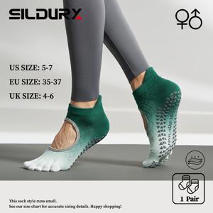 TEMU 여성용 미끄럼 방지 요가 양말 1켤레 - 그립감 있는 풀 핑거 커버리지, 통기성 피트니스 양말, , 댄스, 헬스장에 적합 - 보라색 미끄럼 방지 스포츠 밑창, 그라데이션 디자인, 유연한 소재, 여성에게 필수품
