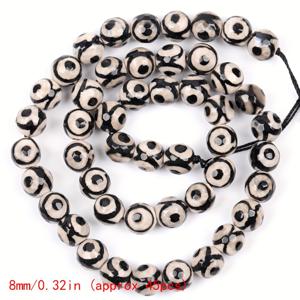 TEMU 6mm-12mm 천연석 비즈, 다면체 3눈 Dzi 루스 스페이서 비즈, 주얼리 제작 팔찌 목걸이 추가용, 15개입
