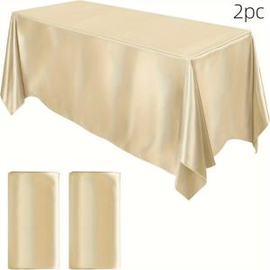 TEMU 2개입 새틴 테이블보 147X260/305Cm 직사각형 테이블 커버 밝은 테이블보 부드러운 원단 식탁 테이블 장식 웨딩 연회 테이블 장식, 웨딩 장식, 여름 장식, 정원 장식 (외부), 야외 장식