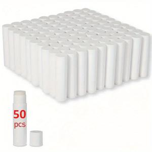 TEMU 50개 화이트 5.5g 오프 립스틱 튜브, 빈 플라스틱 립글로스 용기, DIY 홈메이드 립스틱, 립밤, 솔리드 퍼퓸용 회전 가능한 데오도란트 용기, 완벽한 선물