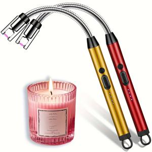 TEMU 2개 USB 충전식 장시간 펄스 점화기 | 내열성 금속 본체 | 야외 캠핑 비상용 라이터/주방 가스레인지/아로마테라피 캔들용 멀티 시나리오 점화봉 | 휴대용 안전 충전식 라이터, 가스레인지 점화기