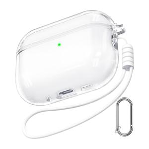 TEMU Airpods Pro 3세대 보호 케이스, 부드러운 TPU 소재, 투명 디자인, Airpods Pro 3 호환 클리닝 키트 포함 - 화이트, 스크래치 방지, 하드 쉘, 열가소성 폴리우레탄, 클리닝 키트 포함, Airpods Pro 3용