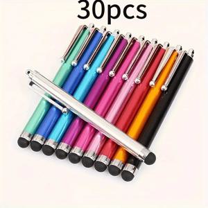 TEMU Abiarst 고정밀 범용 펜 30개입 랜덤 색상 - 배터리 불필요, 전자기기 미사용 - Apple iPad Air 2/iPhone/Samsung Galaxy용 - 정전식 장치에 이상적