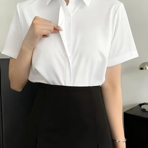 TEMU 플러스 사이즈 - 플러스 사이즈 - 클래식 단색 반팔 비즈니스 작업 셔츠