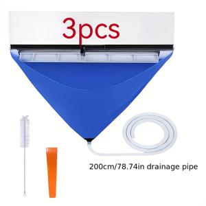 TEMU 3개 세트 110cm/43.4인치 에어컨 청소용 수납백, 배수관 및 풀세트 도구가 포함된 두꺼운 걸이형 청소 커버, 재사용 가능, 전원 불필요, 간편한 설치, 사계절용|에어컨설치
