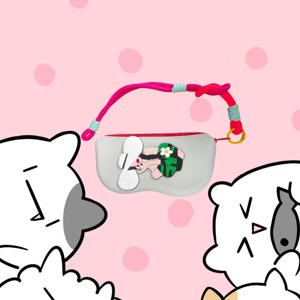 TEMU 1 세트 귀여운 만화 패턴 실리콘 안경 가방, 여성 및 십 대에게 적합, 스크래치 방지, 간편한 세척 안경 홀더 (탈착식 넥 스트랩 포함), 학교, 집용 - 작은 물품 보관에 적합, 안경 사용자를 위한 휴일 선물
