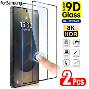 TEMU 2개 HD 화면 보호 필름, 삼성 갤럭시 S22 S23 S24 S25 S26 플러스 Edge FE 울트라에 적합, 강화 유리 화면 보호 필름, 지문 인식 기능 적용 가능, 전체 커버, 9H 경도