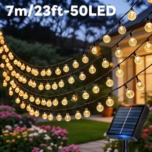 TEMU 1개, 스마트 태양광 볼 조명 스트링, (웜 컬러) /100 LED 정원 장식 조명, 8가지 깜박임 모드, 안뜰, 정원, 잔디밭 및 기타 장소의 장식용, 나무 줄기, 난간, 관목에 걸 수 있음, IP54 등급